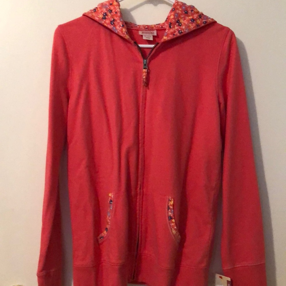 Coral-Colored Jacket with Floral Accents | Girl XL 14-16